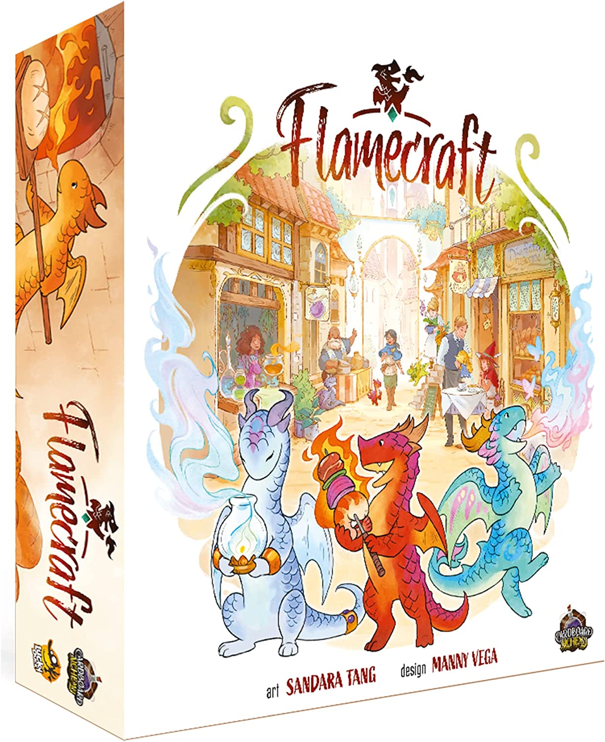Flamecraft Board game box art cute dragons