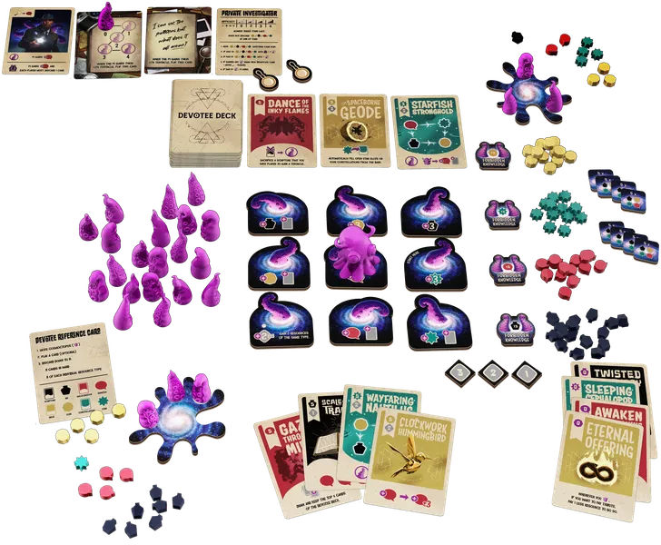 Cosmoctopus board game pieces and content 