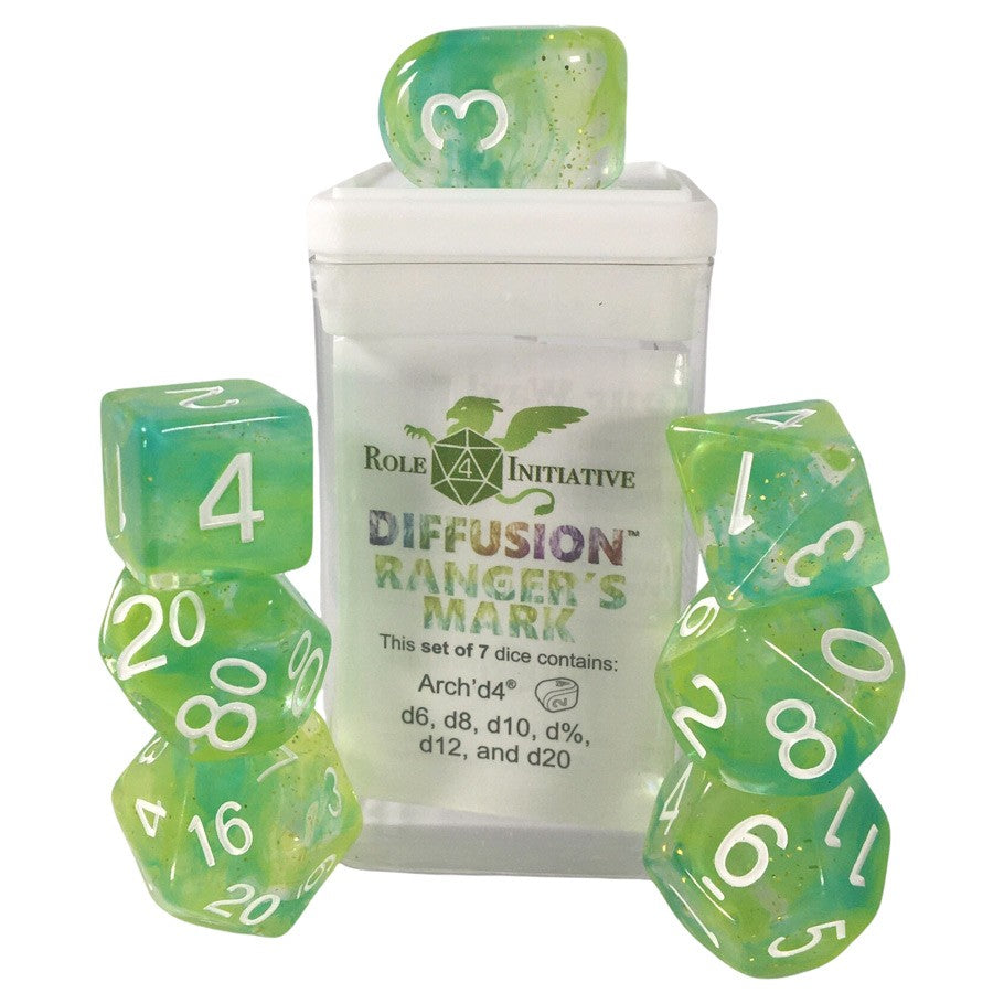 Green Dungeons and Dragons dice