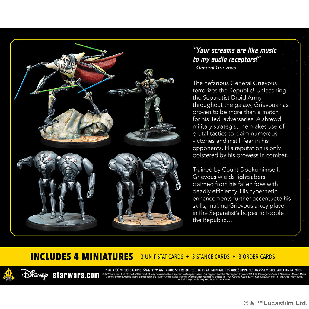 Star Wars Shatterpoint General Grevious Apetite for Destruction Squad Pack back of box